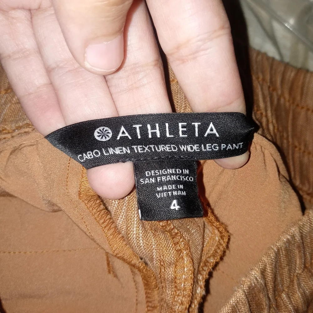 Athleta Cabo Linen Textured Wide Leg Pant Size 4 - Picture 5 of 15